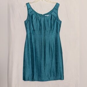 ANTONIO MELANI Sleeveless Teal Shimmer Scoop Neck Sheath Dress Size 12